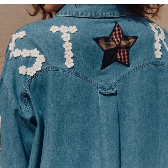 Spell Bombshell Patchwork Chambray Shirt or Mini Dress Size Large NWT - Picture 6 of 8